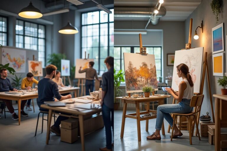 Artiste peintre formation : la voie diplômante ou autodidacte, comment choisir ?